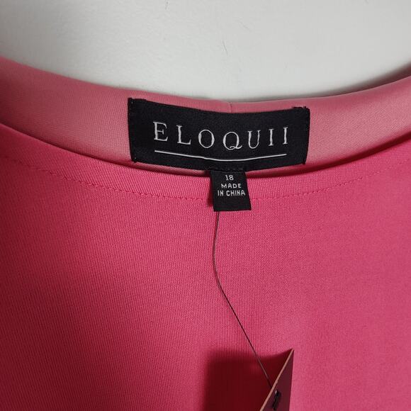 NWT Eloquii Women's Plus Sz 18 Pink Sheath Dress Draped Flattering Stretch - Picture 2 of 5